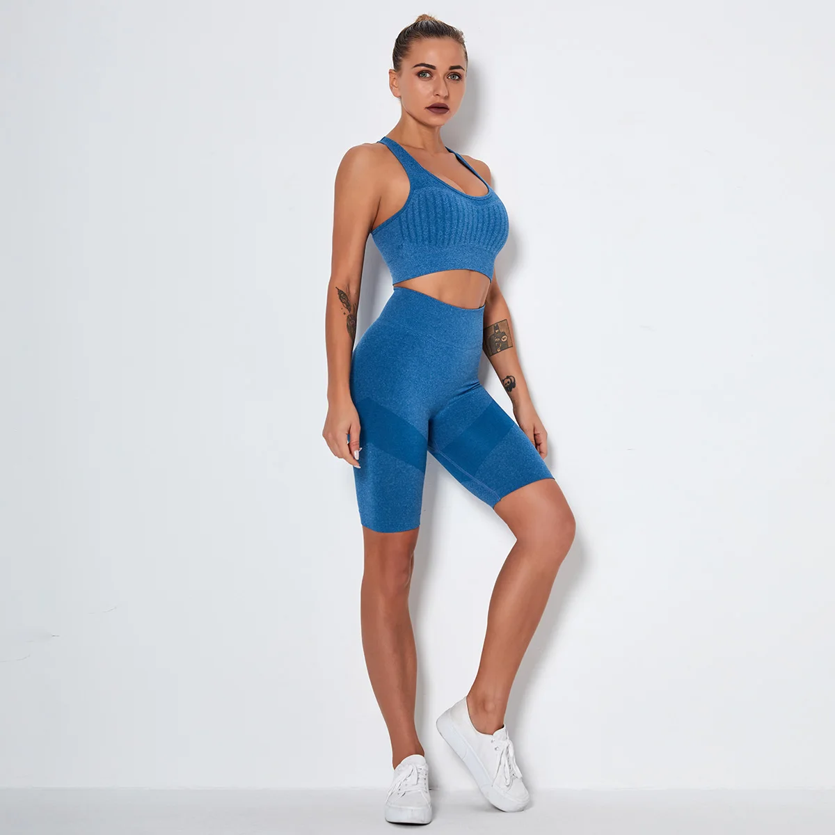 

2020 New Yoga Sets Women Fitness Print Slim Crop Top Push Up Shorts Sports Running Workout 2 Piece Sportswear Summer Jump Suit