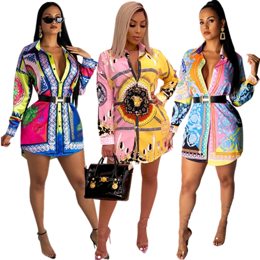 

P8646 Foma designer shirts for women 2022 spring fashion printed Shirts trendy tops women, 3 colors