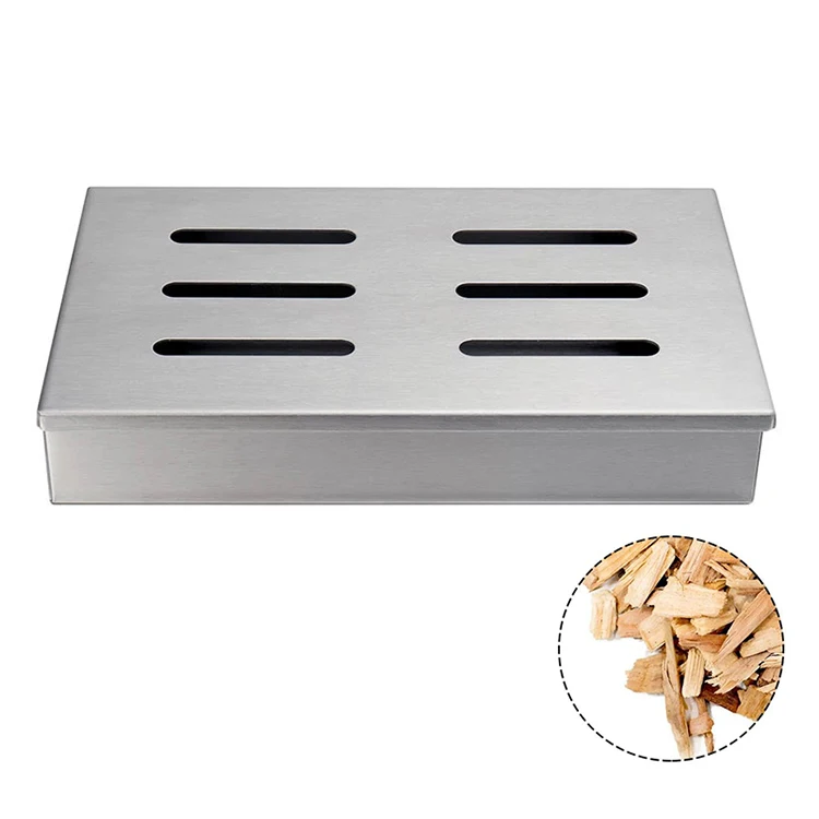 

Best Selling Kitchen Accessories Portable Kitchen Tool Bbq Gadgets Smoker Box For Bbq Wood Chips Smoking Box Cold Smoke Box, Silver