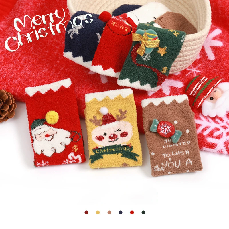 

Jingwen OEM Calcetines De Navidad Xmas Winter Holiday Christmas Fuzzy Socks