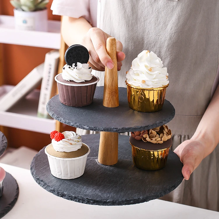 

hot selling new design wedding cake stands 3 tier rock cake plate