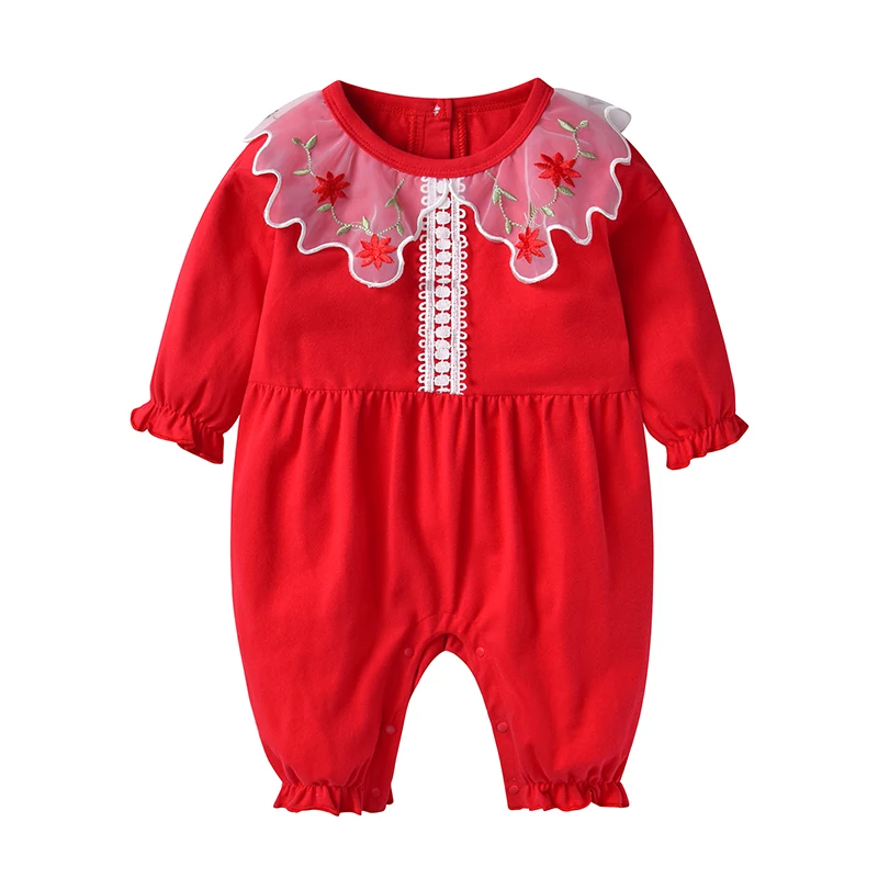 

Spring Hot Sale New Baby Clothes Baby Jumpsuit Cute Baby Cotton Romper, Red/purple