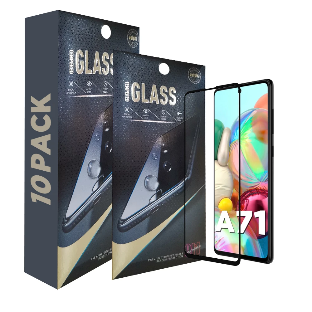 

10 in 1 Hot sale AB full glue 9D tempered glass screen protector film for samsung A71 screen protector