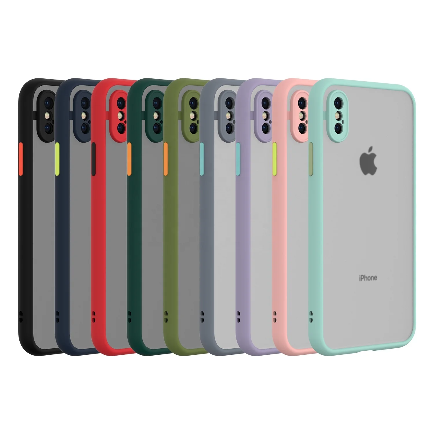 

Luxury Translucent Matte Handphone Casing Shockproof TPU PC Cell Phone Covers Case for Apple iPhone XS X 11 Pro Max XR 8 Plus 7