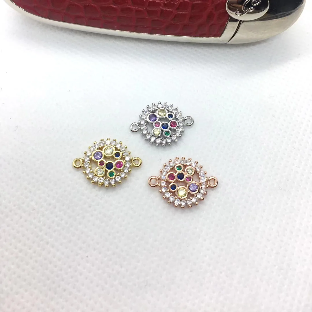

Latest Style Plated Jewelry Micro Pave CZ Round Bracelet Connectors Wholesale