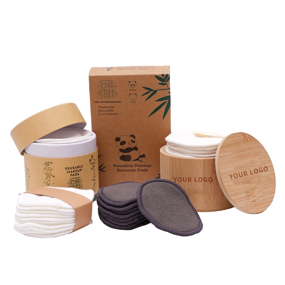 

OEM Custom Eco-friendly Bamboo Cotton Organic High Quality Reusable Washable Make up Pads Remover Face Cleansing Pads