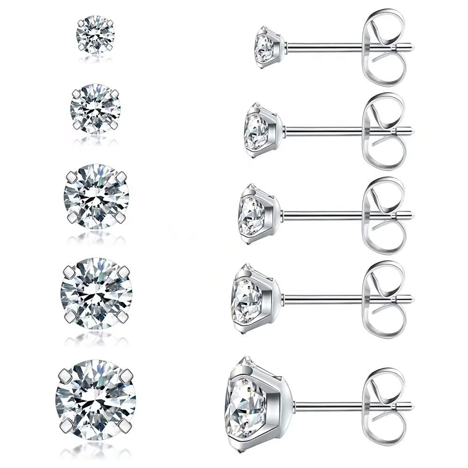 

Hypoallergenic 316L Stainless Steel Cubic Zirconia Silver Stud Earrings for Women Jewelry Factory Wholesale