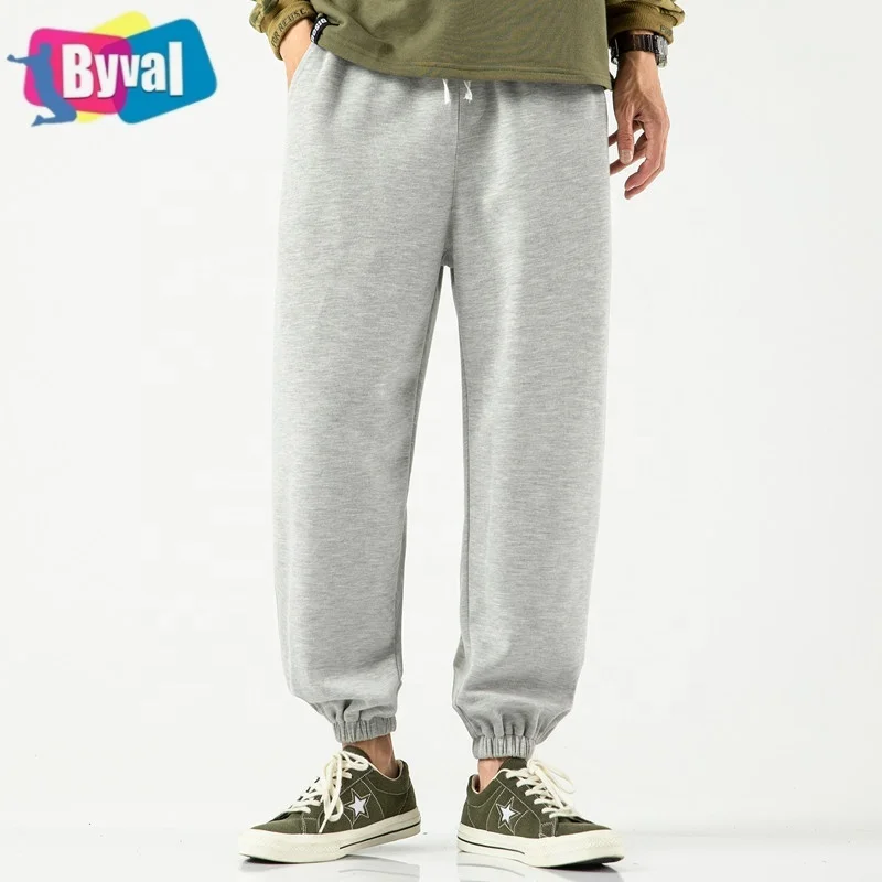 

2021 Men's Spring Sweatpants Custom 100%Cotton Solid Color Drawstring Oversize Sweatpants With Pockets For Male