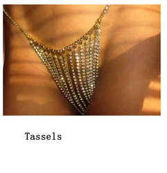 Wholesale multilayer crystal rhinestone Hip-hop tassels waist belly stainless steel body chain sexy body chain for nightclubs
