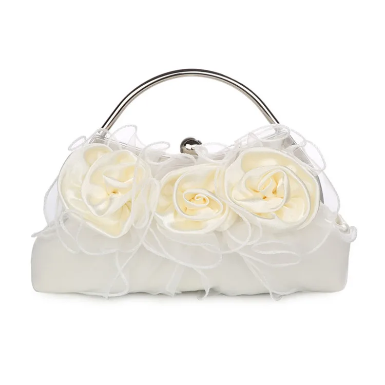 

Flower Bags for Women 2019 Luxury Wedding Bridal Clutch Purses and Handbags New Elegant Shoulder Bag White Beige Tote