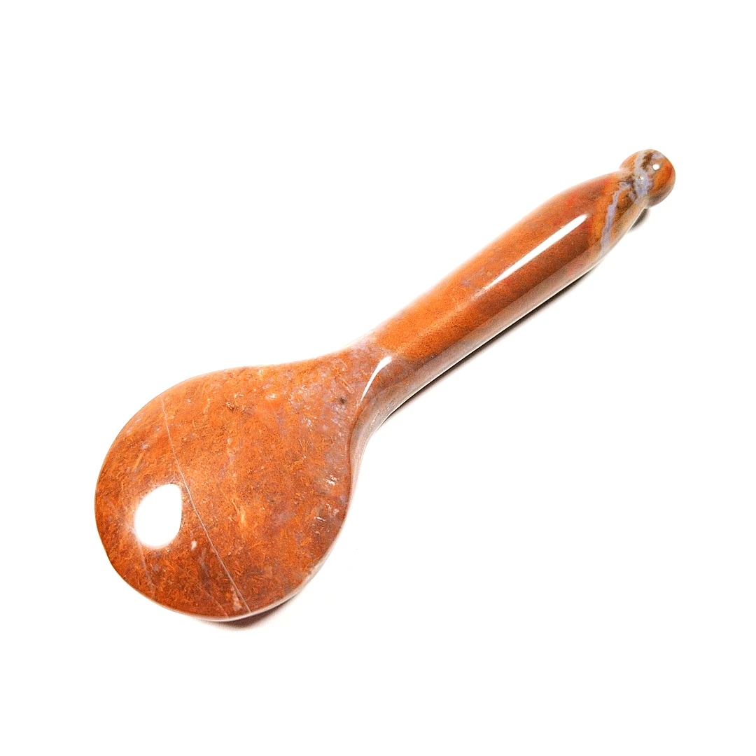 

Natural mookaite jasper crystal spoon gua sha stone face beauty equipment