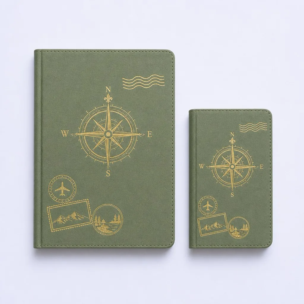 Size Comparison - A5 Explorer Size paired with Compact Pocket Passport Edition