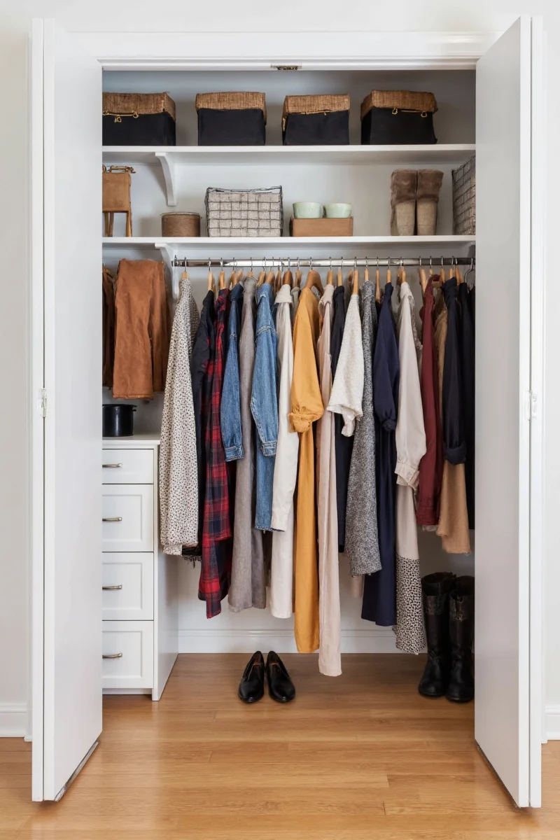 Foldable storage boxes with handles for closet organization