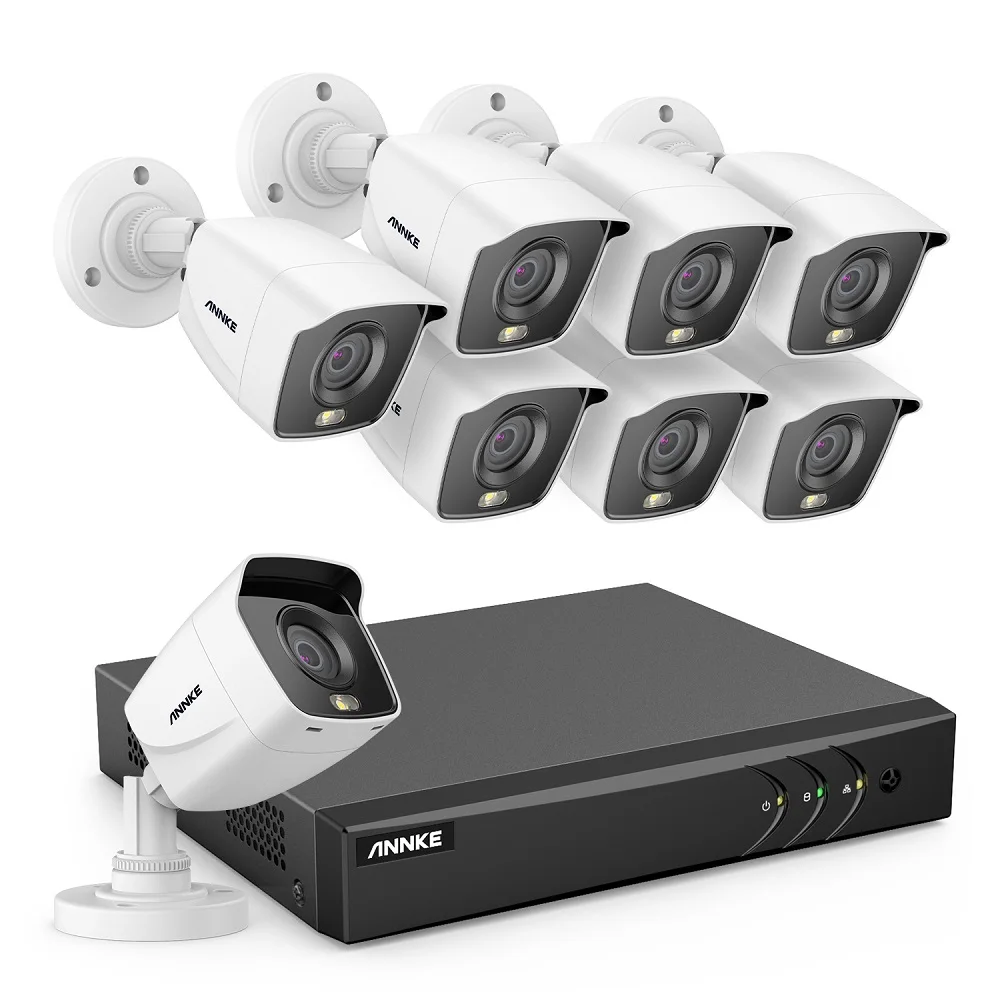 

Full HD 5MP 16Ch DVR Security System 1080P Full Color Night Vision Bullet Bullet Cameras 8pcs 5 in 1 DVR System for Home