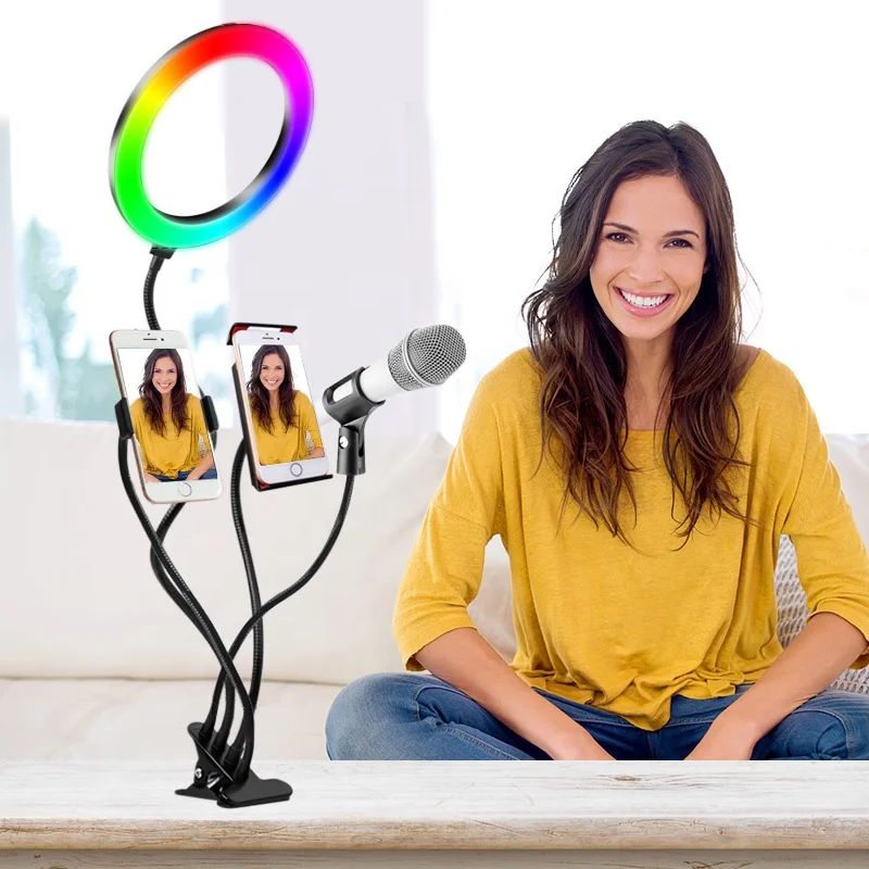 

8 Inch Photo Light RGB Selfie Mobile Phone with Desktop Stand Ring Photo Light