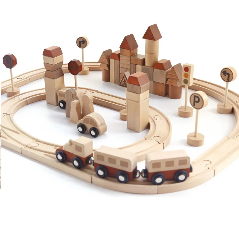 Children Hand-on Training Wooden Car Track Set Toys Hot Selling Boys Girls Self Assemble Developing Toys