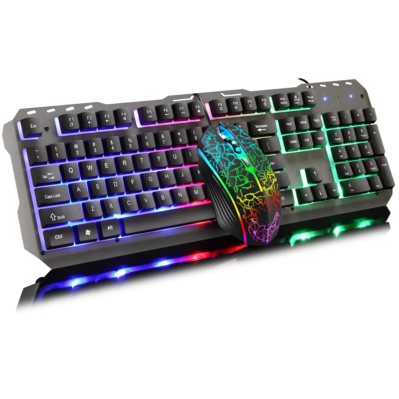 

Metal Manipulator Keyboard Mouse Set Wired Home Luminous Desktop Computer Keyboard