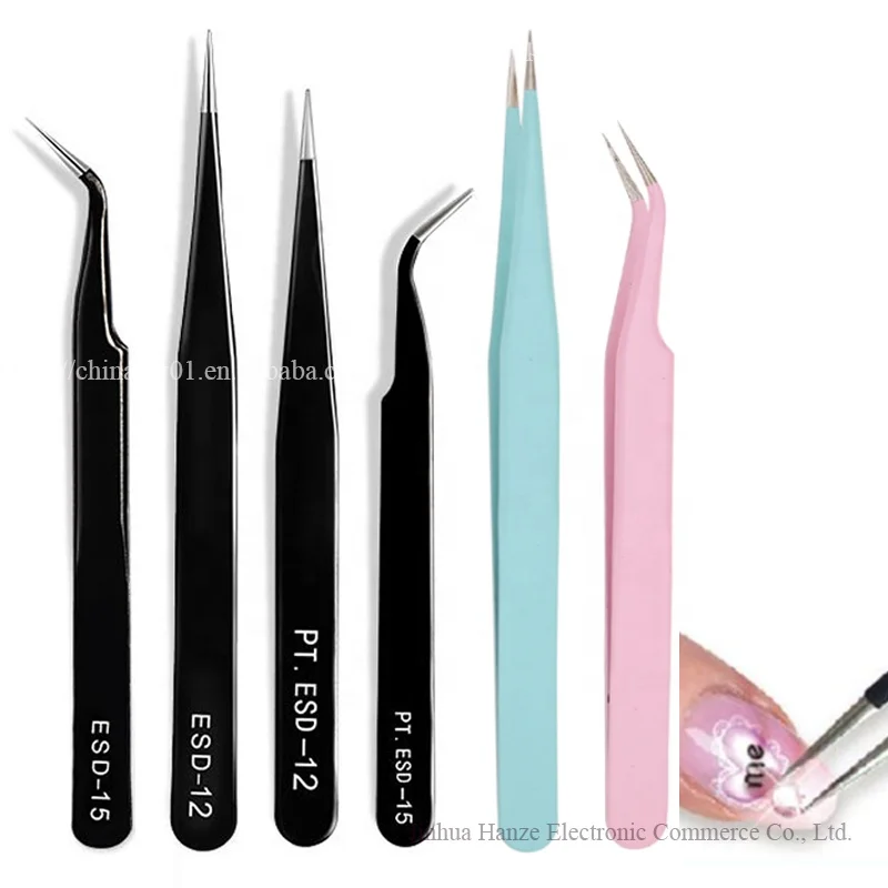 

Black Straight Nail Tweezers Clip Manicure Makeup Eyebrow Supplies Rhinestones Picking Tools Nail Art Nipper, Picture