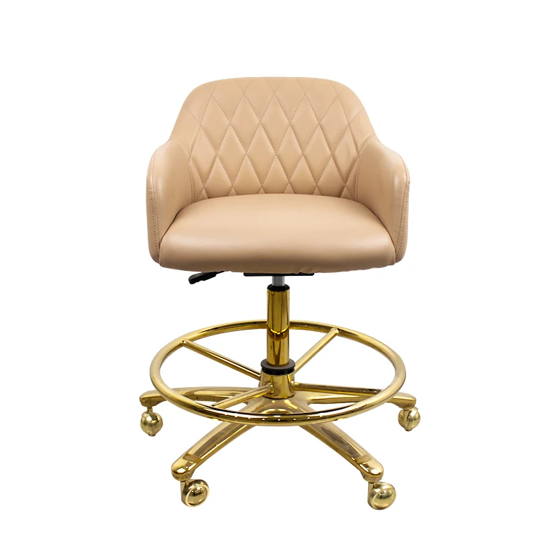 

YH Gambling chair adjustable height round casino chairs with golden movable wheel