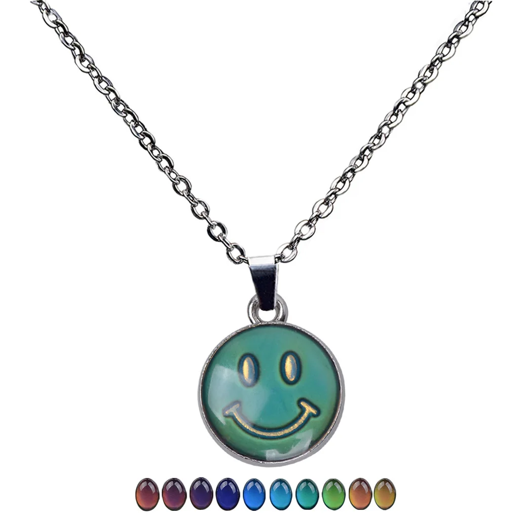 

Cute Cartoon Smiley Face Warm Mood Color Changing Necklace