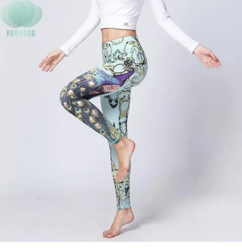 

New Peacock Butterfly Printed Yoga Leggings Tight Dance Fitness Pants Womens Yoga Pants