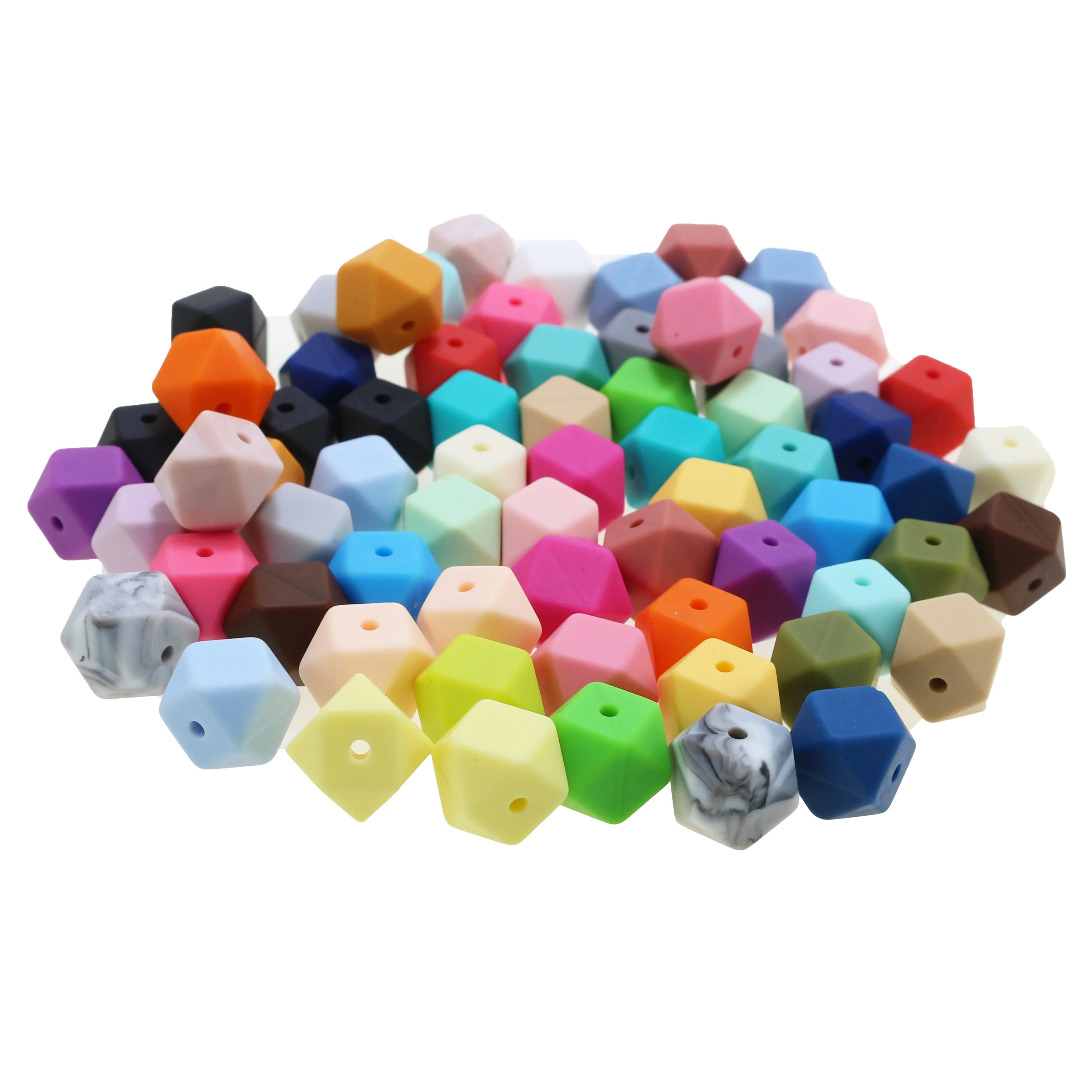 

BPA FREE food grade Silicone baby teething hexagon loose beads bulk, 36 colors, customed