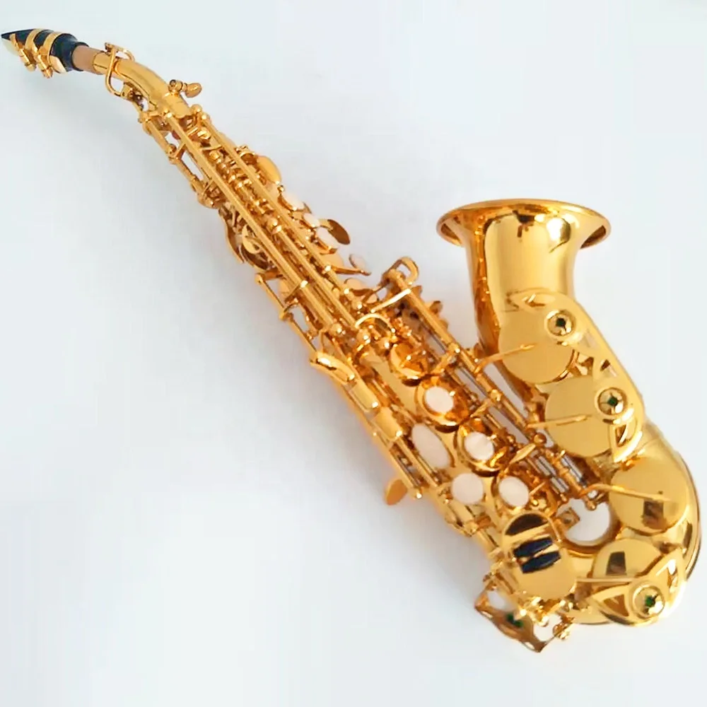 

Manufacturers of brass gold paint soprano bending saxophone wholesale quality saxophone, Gold lacquer