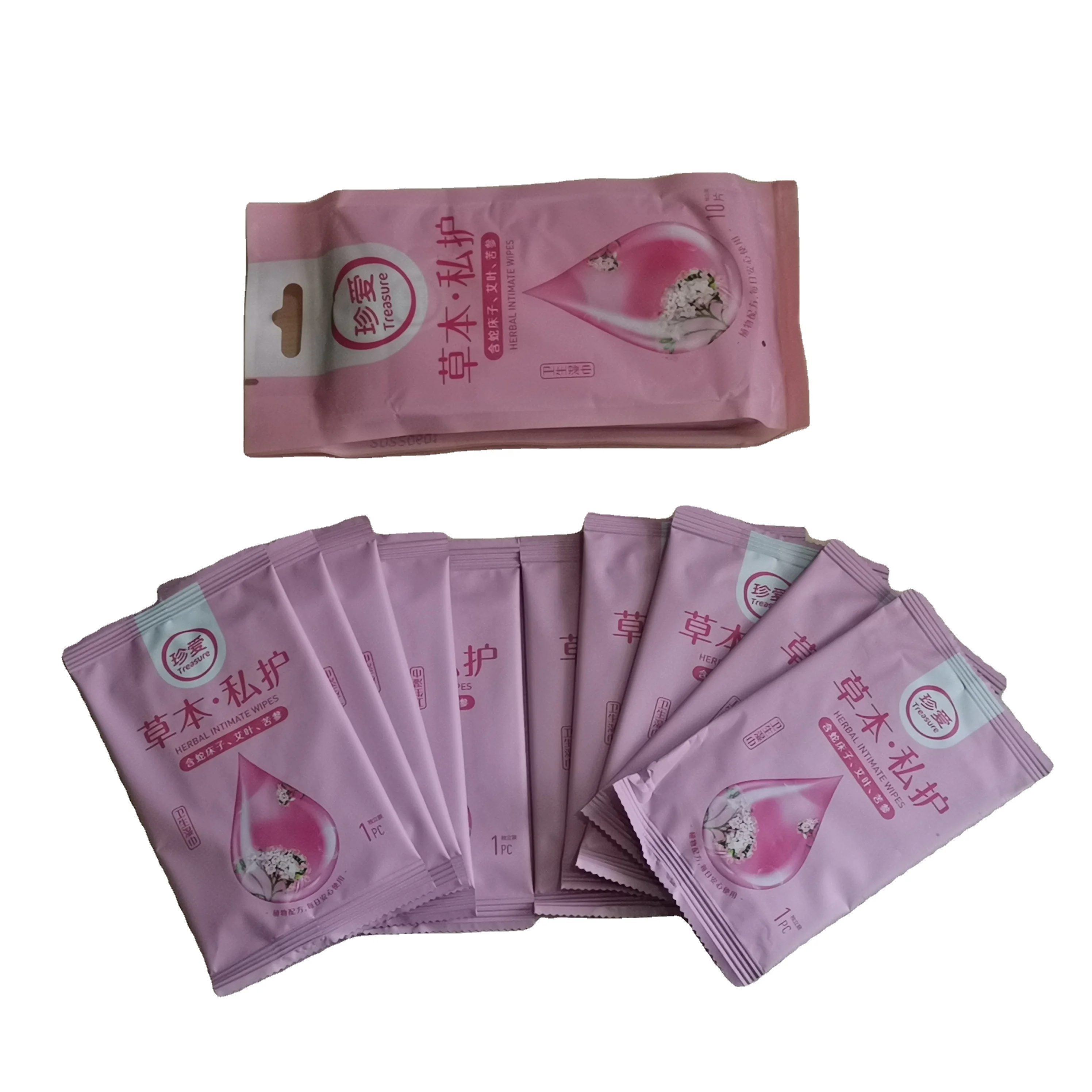 

Portable Individually Wrapped Feminine Wipes OEM/ODM Individual Feminine Wipes, Pink