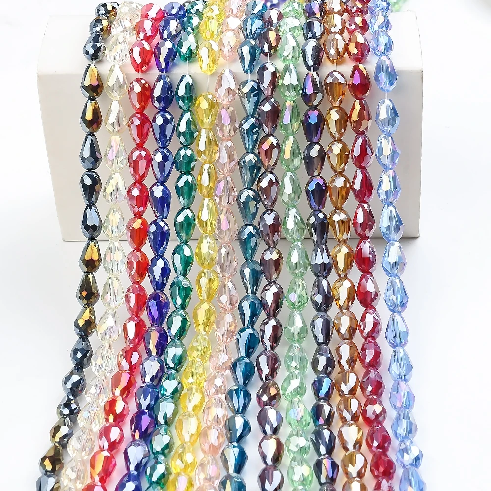 Waterdrop Shape Glass Beads For Jewelry Making 4x10mm Crystal Beads For Women Necklace Diy