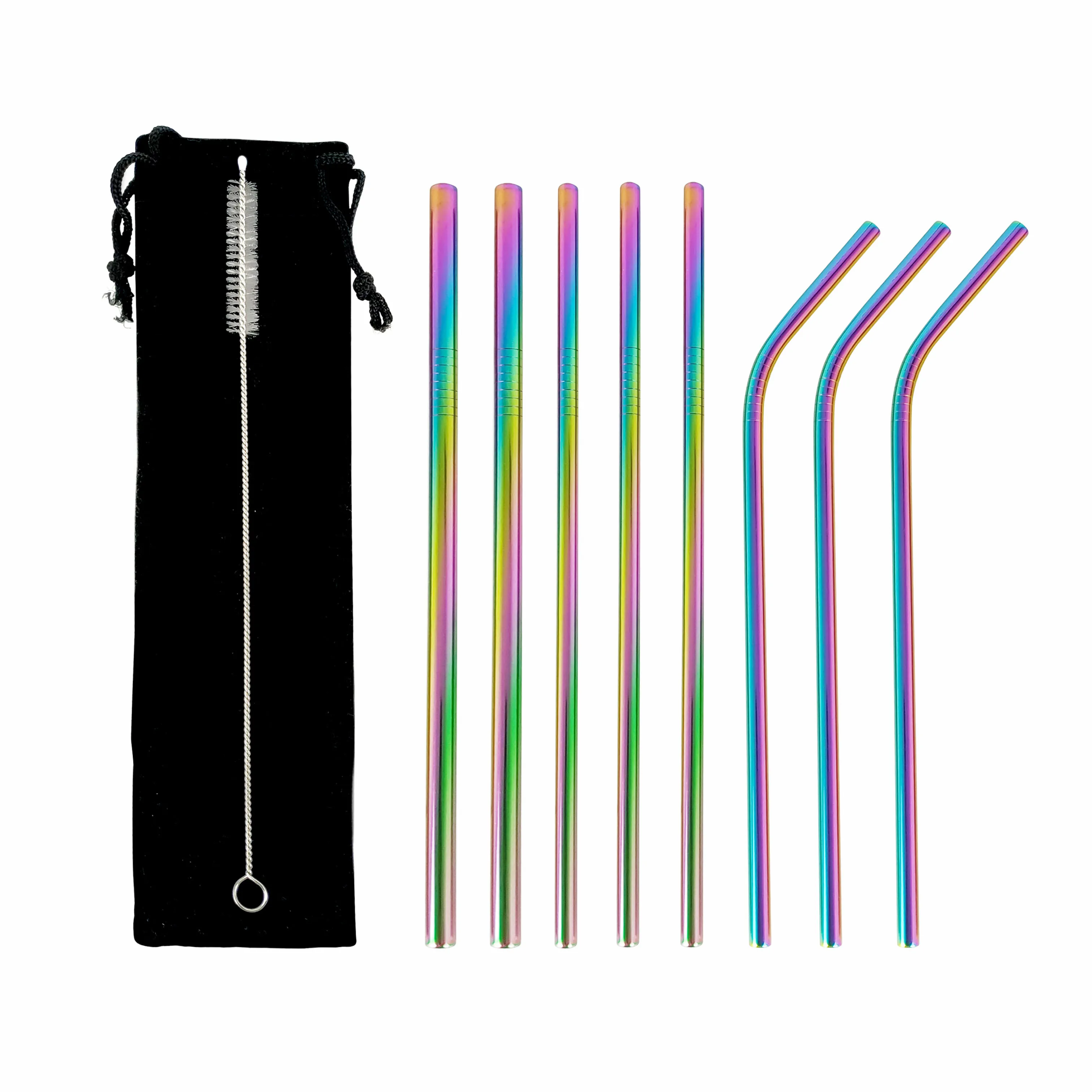 

IKITCHEN Amazon 2021colourful reusable stainless steel metal straw set cup drinking straws set metal