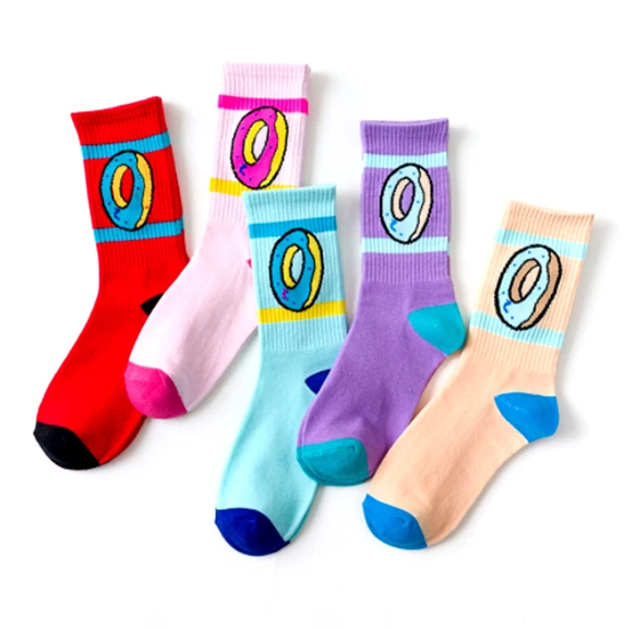 

Funny Cute Doughnut creative Cotton Bulk wholesale Popular Crew Women Socks