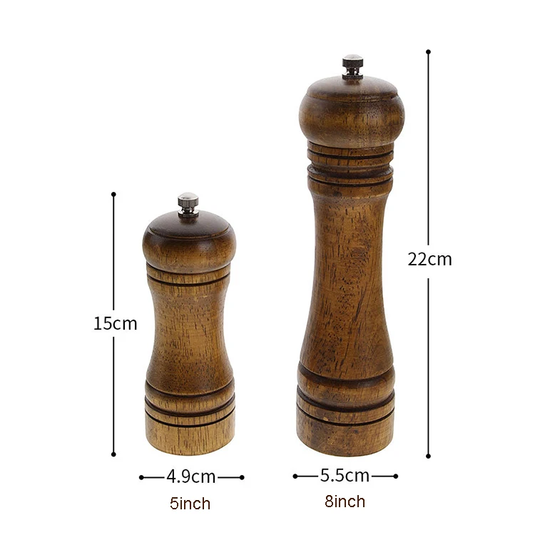 Wholesale Handmade Manual Wood Spice Salt Shaker Premium Wooden Salt/Pepper Grinder&Wooden Pepper Mill