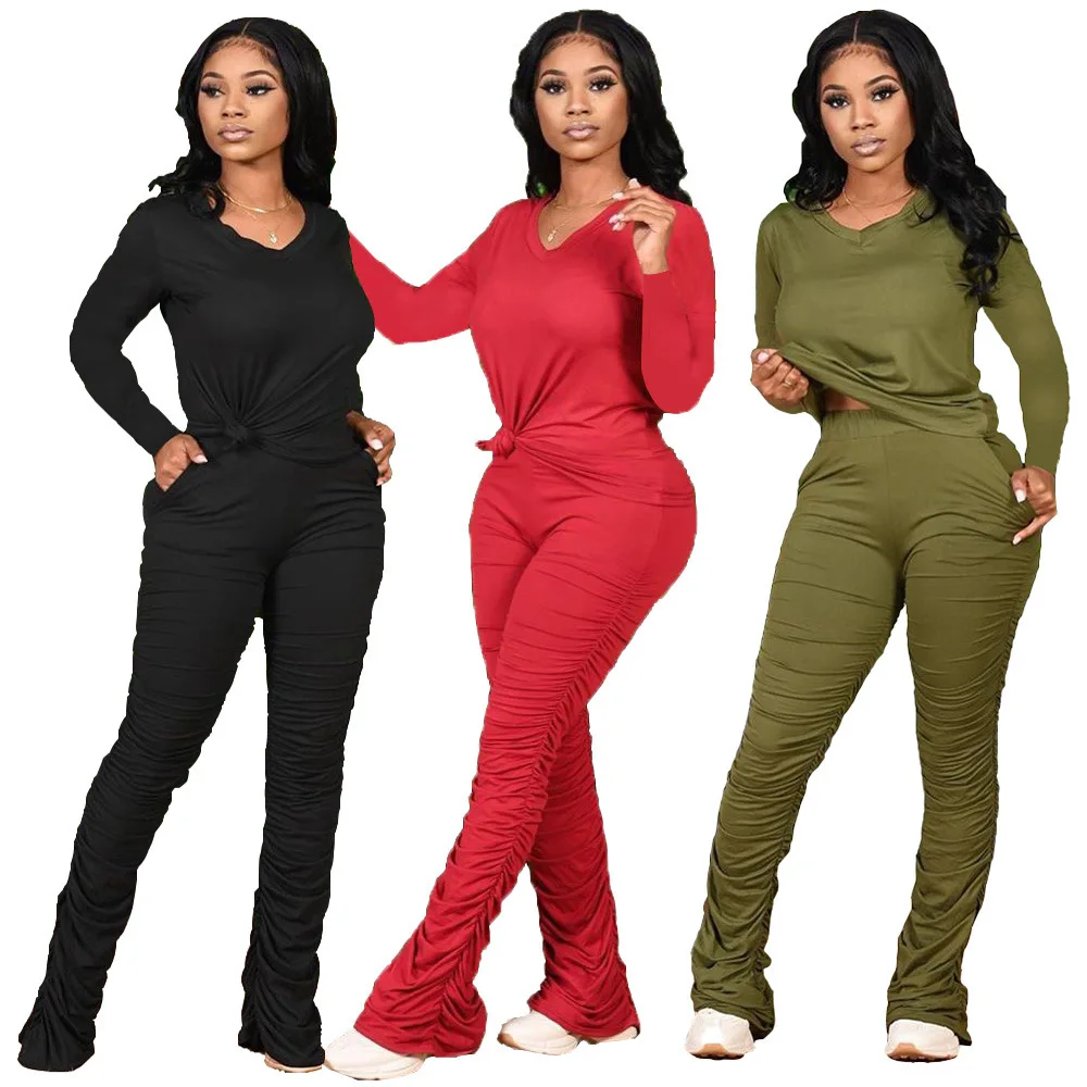 

Women Fall Sport Neon Two Piece Set Tracksuits Flare Jogger Pants 2021 Women Clothing Two Piece Set