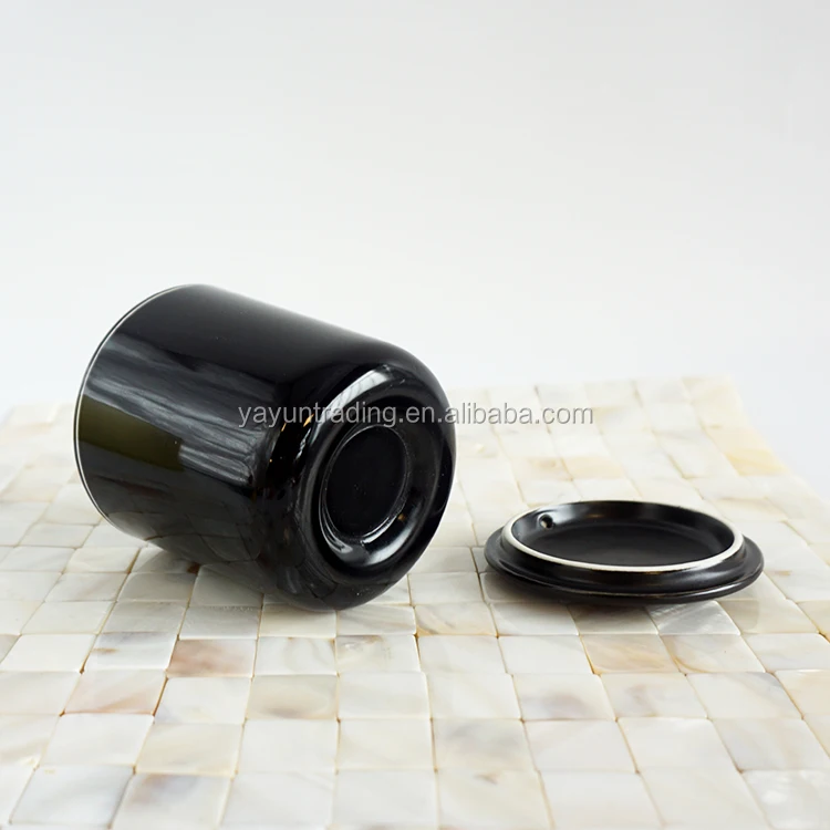 Wholesale Shiny Black 8oz Candle Jars In Bulk With Black Porcelain Lids Buy Black Glass Candle