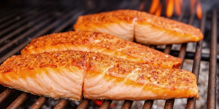 Salmon being rubbed with spice paste