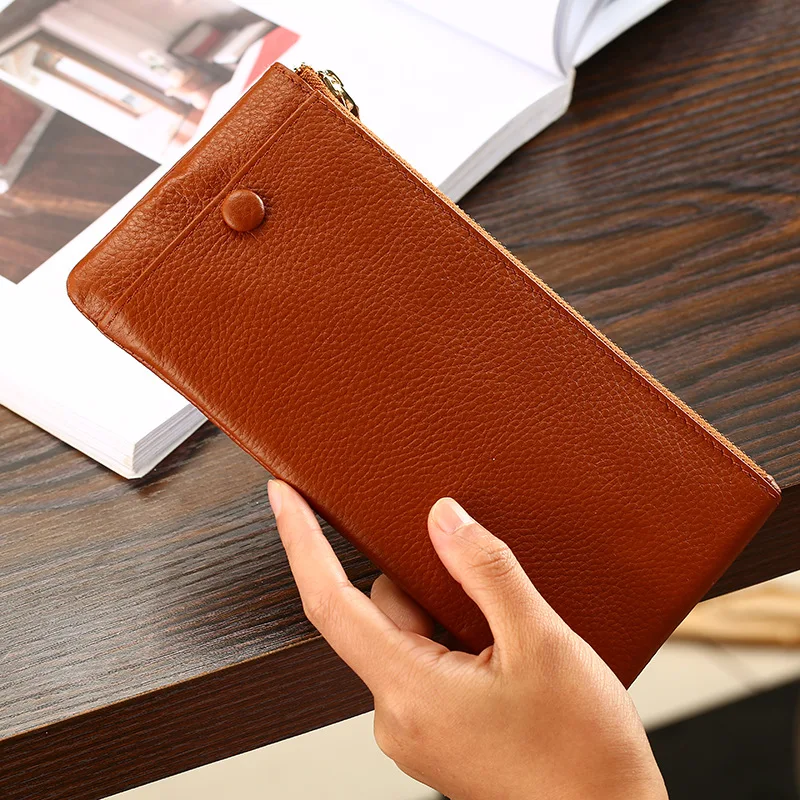 

2021 new women geniune leather simple card holder wallet clutch ladies mobile phone fashion wallet wholesale