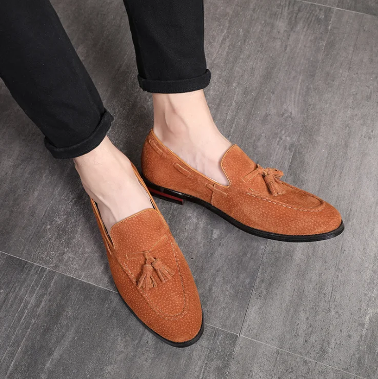 

CN1195A British suede leather tassel loafers men's casual leather shoes
