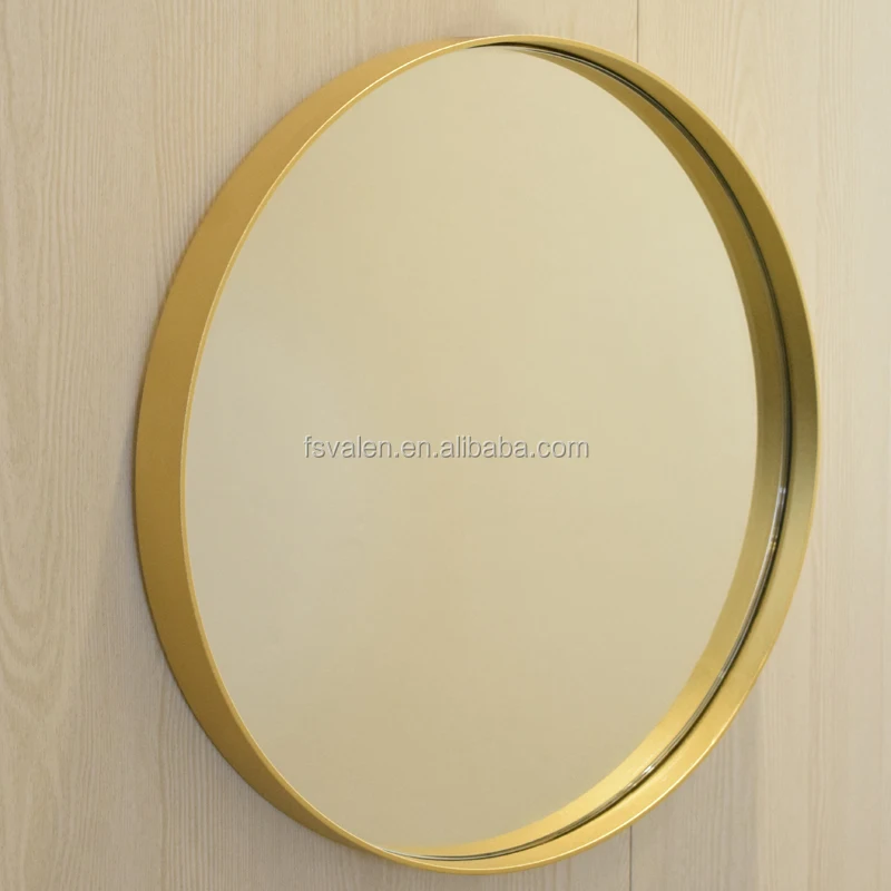 

cheap wall hanging gold brushed aluminum frame round wall mirror, Black,gold,customized