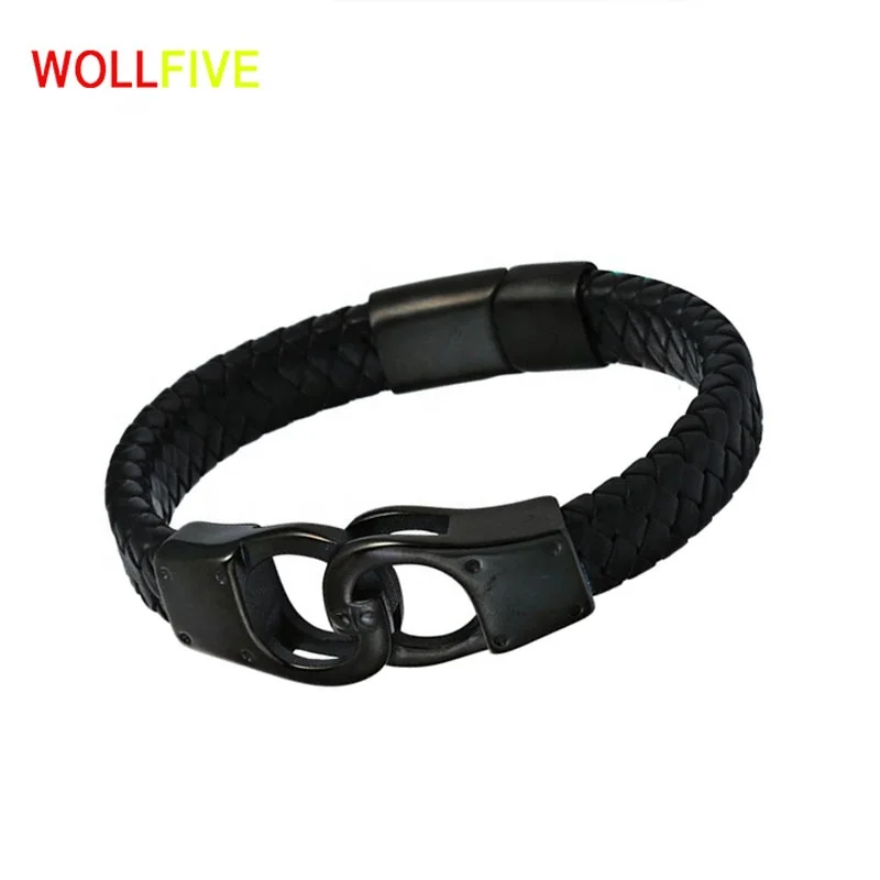 

New Style Elegant Custom Engraved Leather Cuff Bracelet 3 Layer Wrap Leather Bracelet, Black, brown