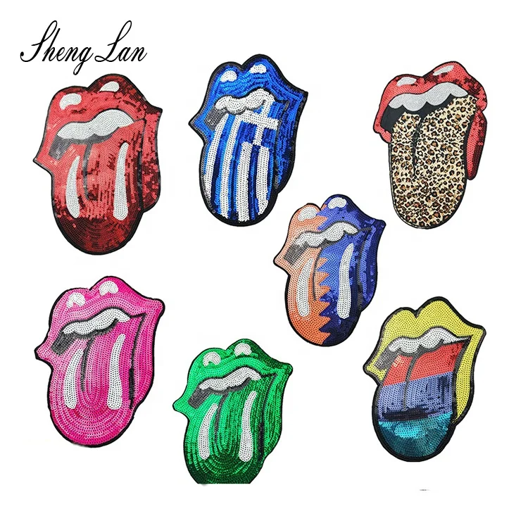 

Shenglan High Quality Wholesale New Design Popular Sequin Designs Patches Cool Lip Stickers Designer Patch, Picture