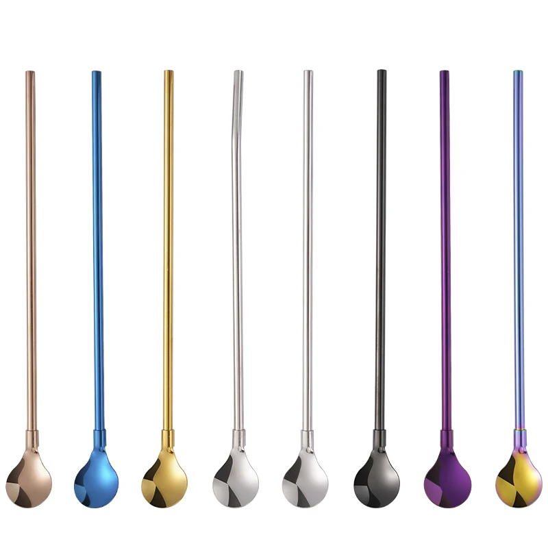 

Amazon Best Seller Eco Reusable Stainless Steel Metal Drinking Straw Spoon