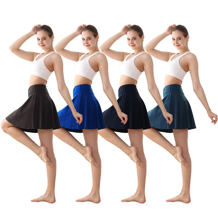 

2021 Wholesale Adult Women Active Cheerleading Golf Lightweight Black Tennis Skirt, Multi color