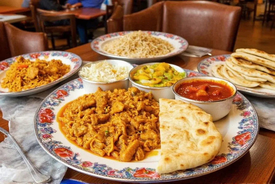 Authentic Indian dishes at Salt and Pepper restaurant in Acworth Georgia showing butter chicken, biryani, and naan bread