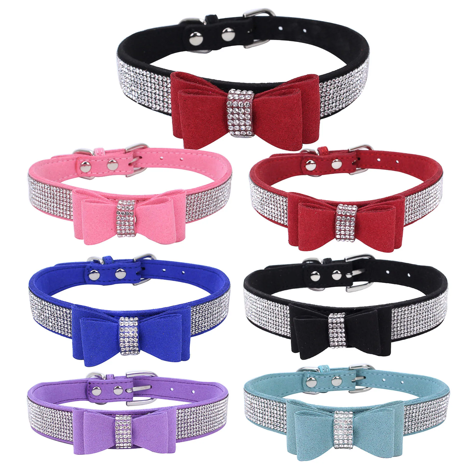 

Manufacturer wholesale multi colors oem custom bow luxury designers dog collar set
