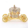 Crystal Rhinestone Gold Crown Car Shaped Fashion Metal Jewelry Trinket Box