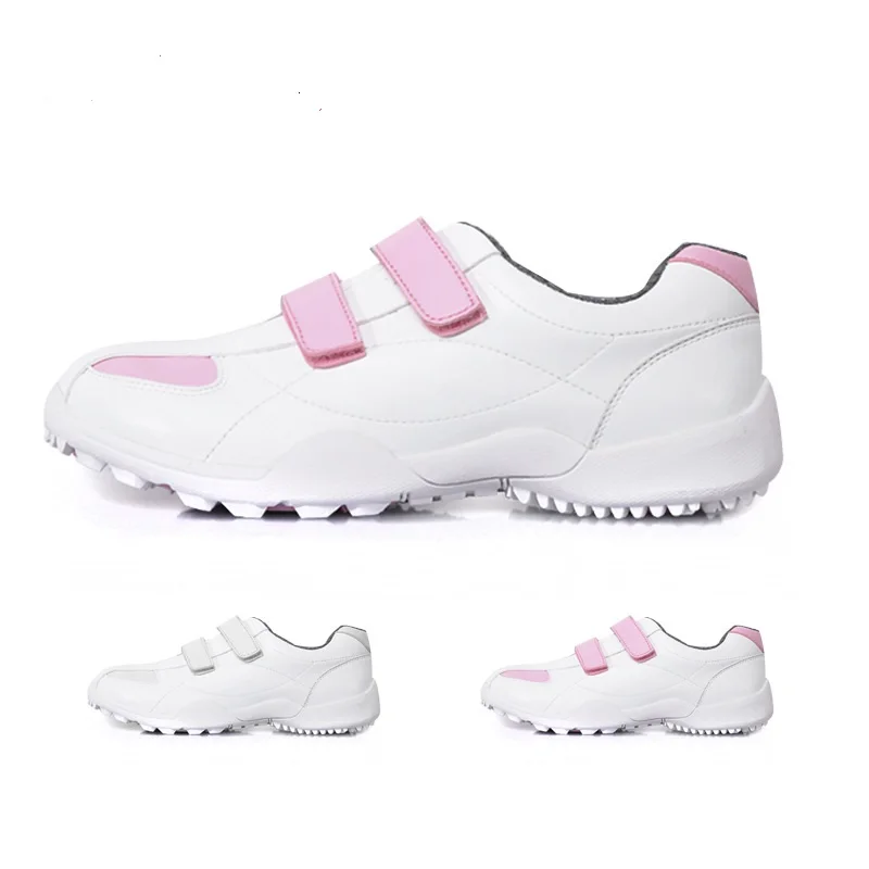 
China factory OEM quality warranty hook hoop white fit kids outdoor golf shoes 