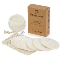 

Reusable bamboo makeup remover pads organic cotton rounds with finger slips pocket with cotton laundry bag craft paper packaging