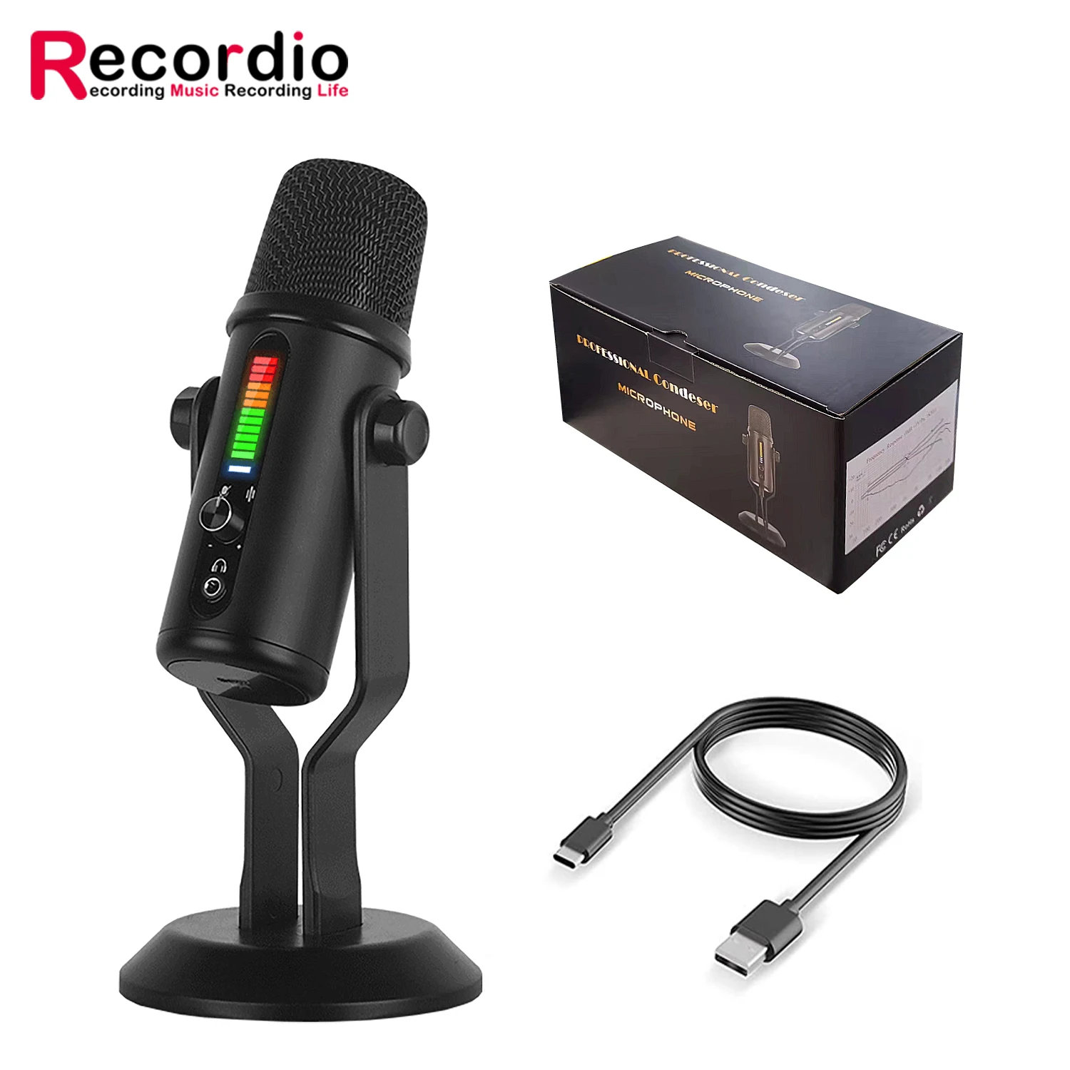 

GAM-U20 Professional Mobile Computer USB Gaming Microphone Live Streaming Media Blog RGB Condenser Microphone