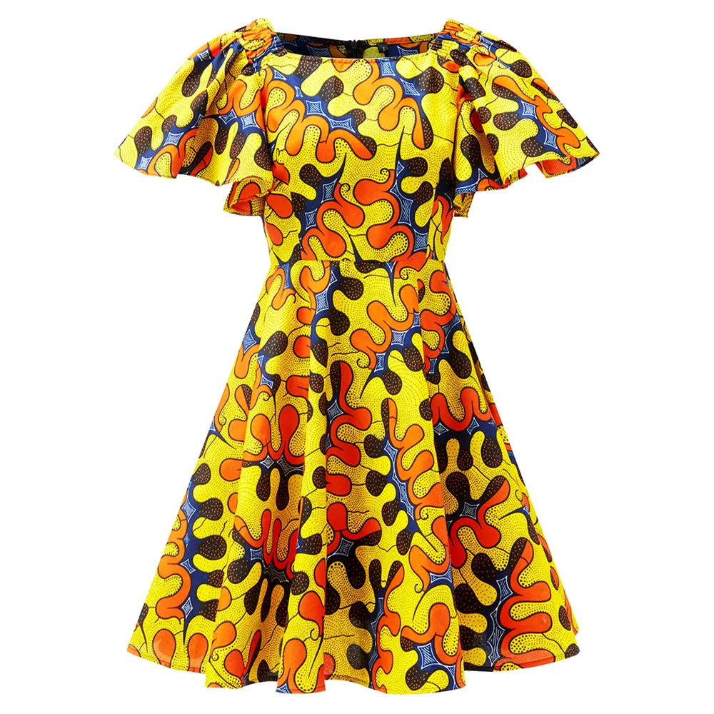 

2021 New Arrival Bright Print Women Dress Elegant Ladies Dating Dress Summer Casual Daily Midi Dress
