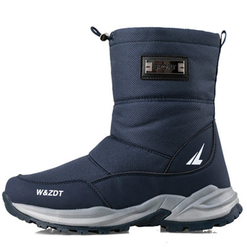 

Dropshipping Custom Logo 2021 Men Snow Boots with Plush Winter Cotton Shoes Platform Waterproof Slip Resistant Boots Casual Warm